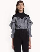 Pixie Market Plaid Ruffle Contrast Top- Preorder