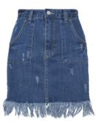 Pixie Market Denim Fringe Pocket Mini Skirt