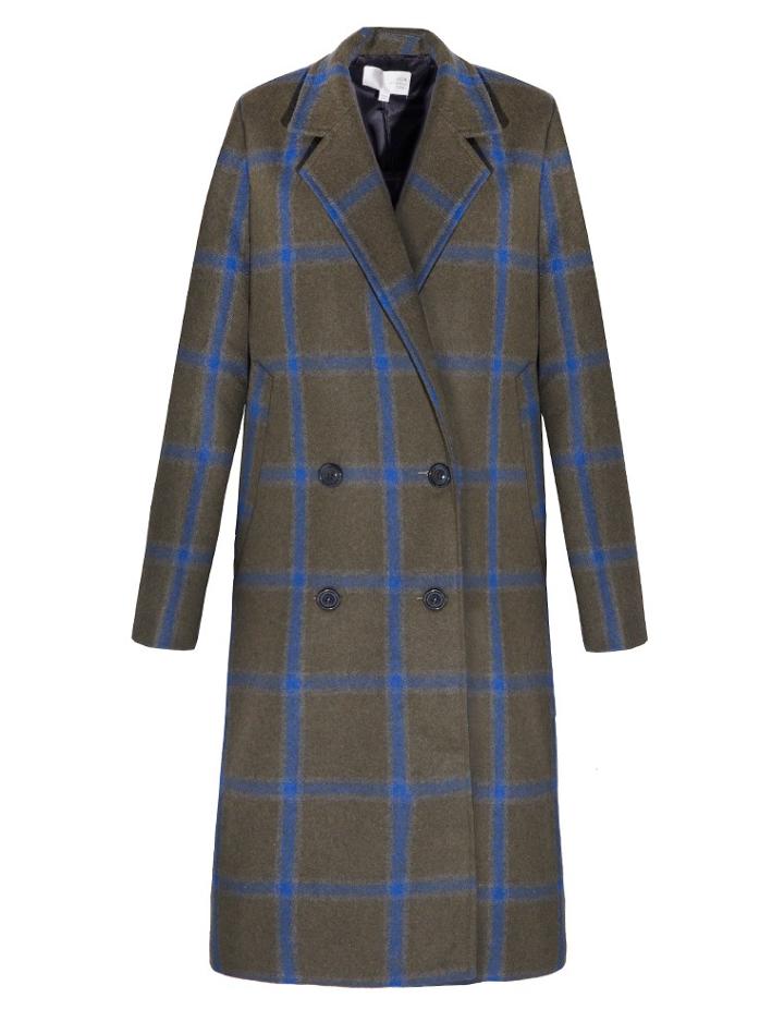 Pixie Market J.o.a Olive Plaid Long Coat