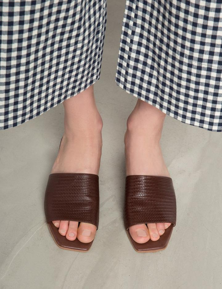Pixie Market Brown Square Toe Mule