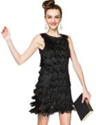 Pixie Market Joa Black Fringe Dress