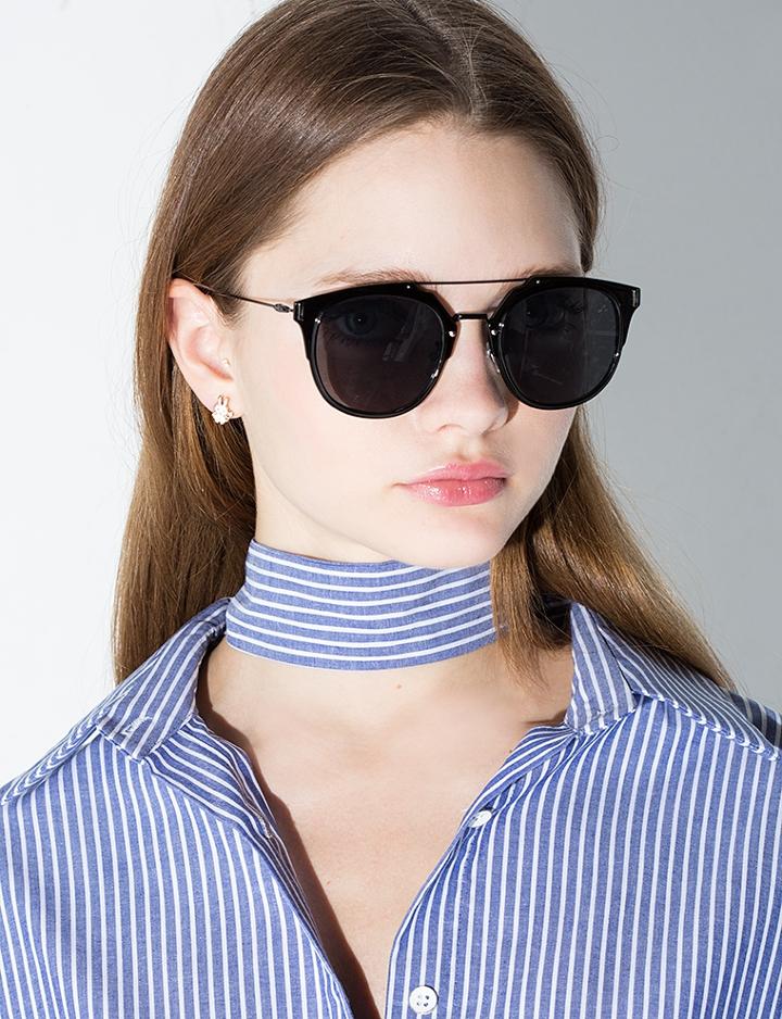 Pixie Market Black Metal Cat Eye Sunglasses