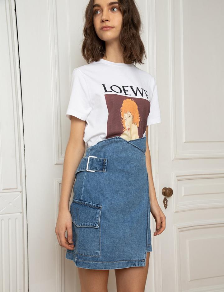 Pixie Market Paperbag Waist Denim Skirt