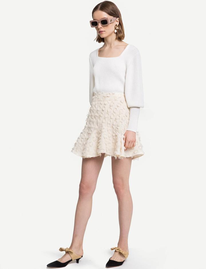 Pixie Market Fringe Textured Frill Skirt