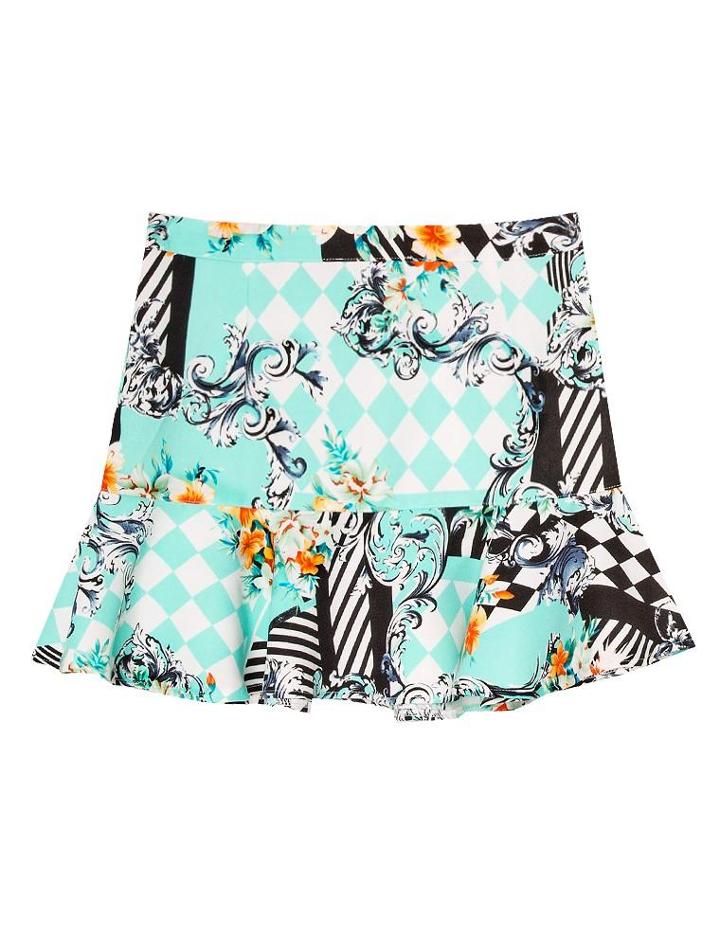 Pixie Market Printed Peplum Hem Skirt
