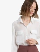 Pixie Market Contrast Stitch White Shirt