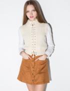 Pixie Market Brown Suede Button A Line Skirt