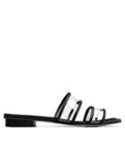 Pixie Market Square Toe Black And Clear Strap Sandals