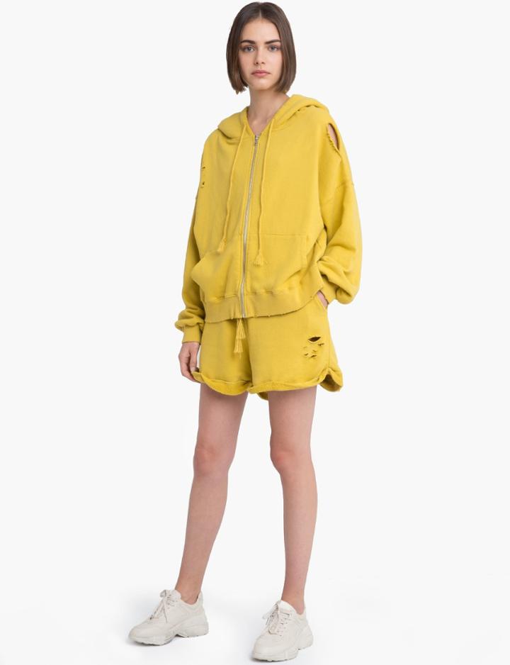 Pixie Market Yellow Sweatshirt Zip Hoodie Jacket
