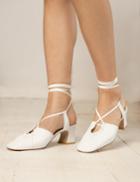 Pixie Market White Ankle-tie Heeled Sandals
