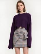 Pixie Market Purple Torn Crop Sweater