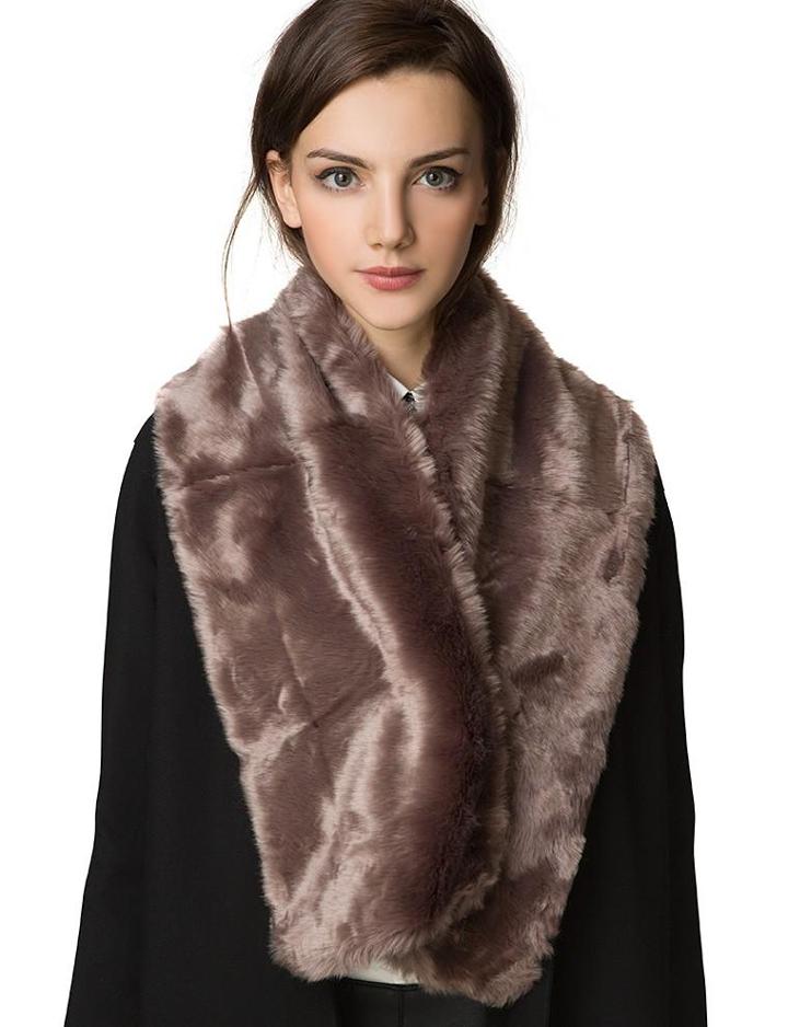 Pixie Market Mocha Faux Fur Shawl