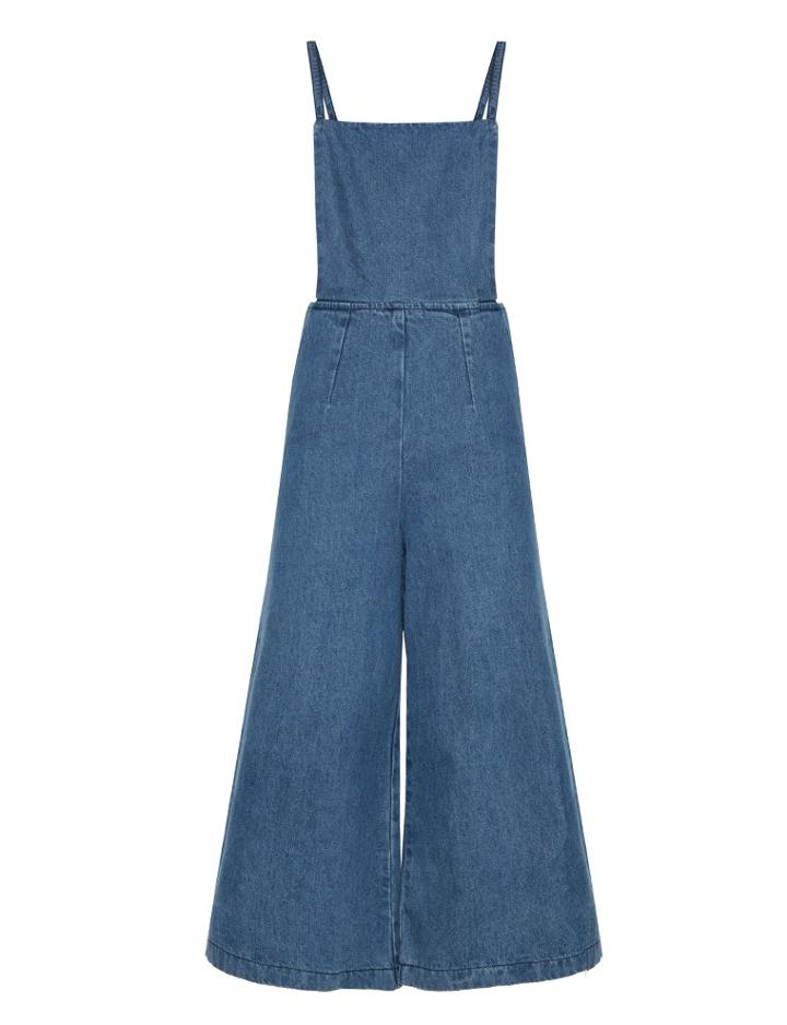 Pixie Market Denim Wide Leg Overalls