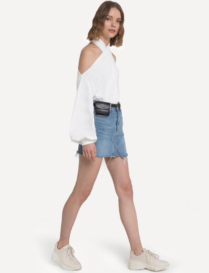 Pixie Market Nico White Halter Neck Sweatshirt