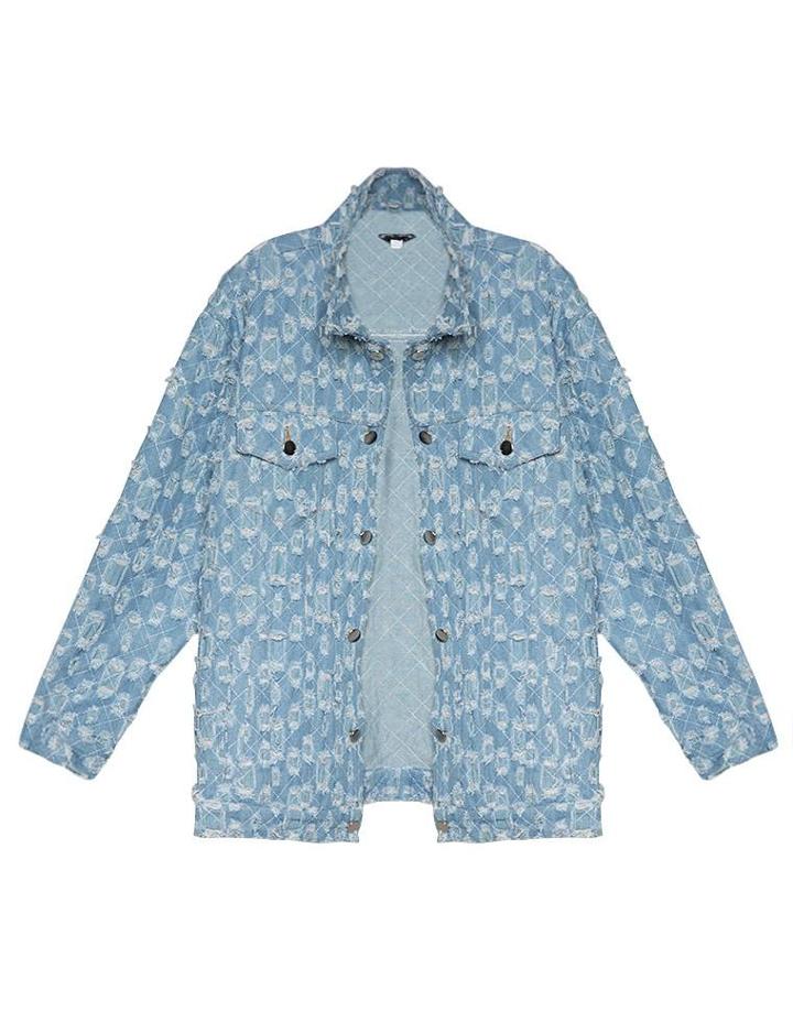 Pixie Market Joplin Distressed Denim Jacket