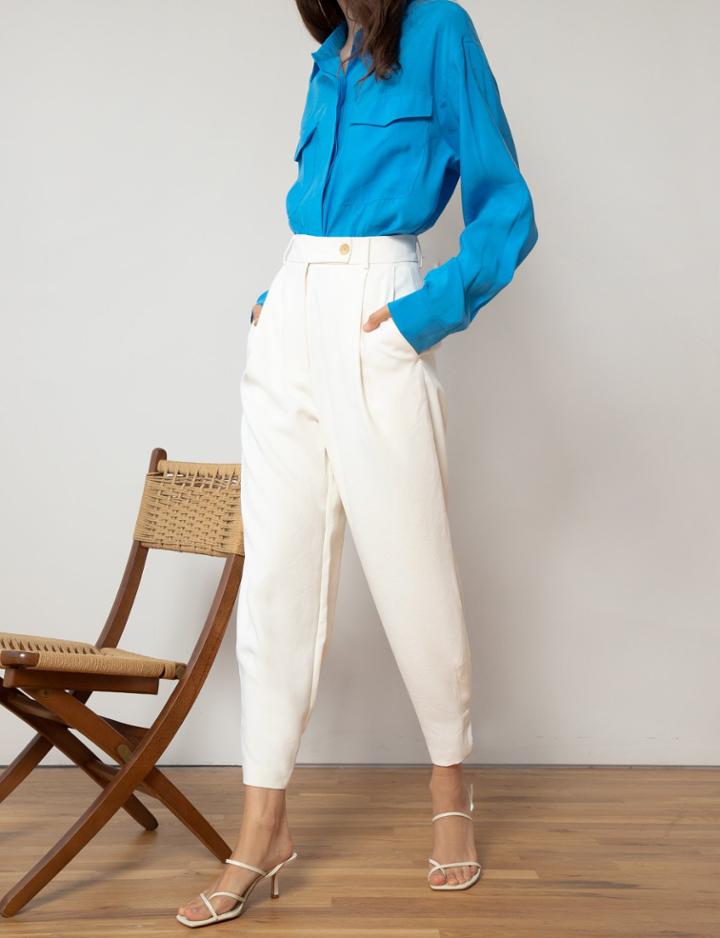 Pixie Market Off White Ankle Cuff Pants