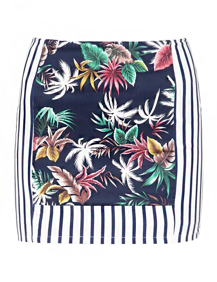 Pixie Market Denise Tropic Striped Skirt