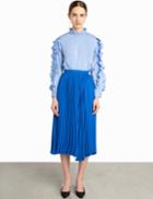 Pixie Market Cobalt Blue Pleated Midi Skirt