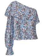 Pixie Market One Sleeve Floral Ruffle Top