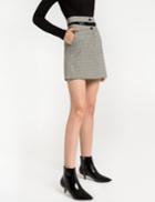 Pixie Market Check Double Waist Mini Skirt
