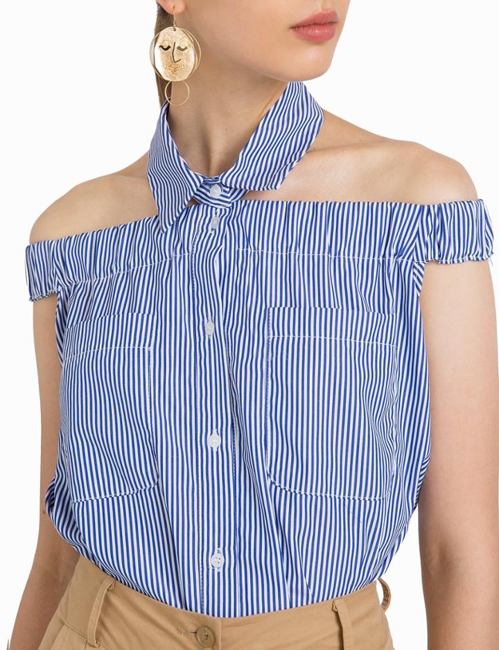 Pixie Market Nina Striped Collar Top