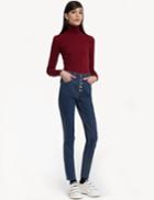Pixie Market Red Fitted Turtleneck Top