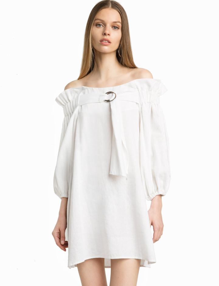 Pixie Market Larkin Linen Ots Ring Tie Dress