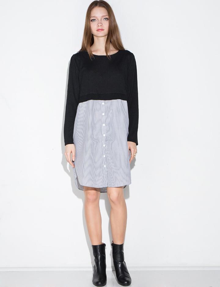 Pixie Market Knit Stripe Shirt Combo Dress