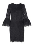 Pixie Market Black Lace Flutter Bell Sleeve Dress