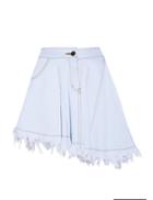 Pixie Market Denim Frayed Asymmetric Skirt