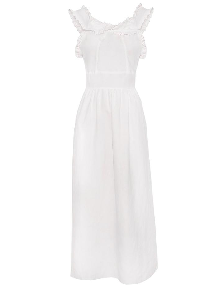 Pixie Market White Ruffle Trim Midi Dress