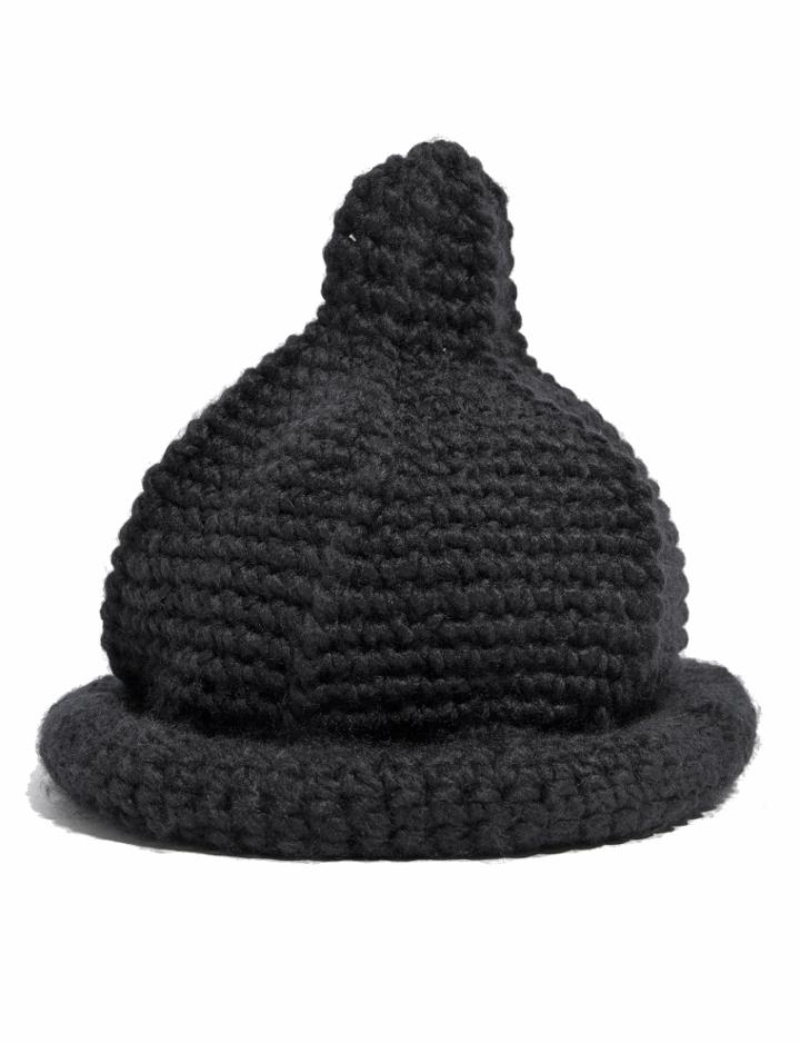 Pixie Market Black Knit Cone Beanie Hat