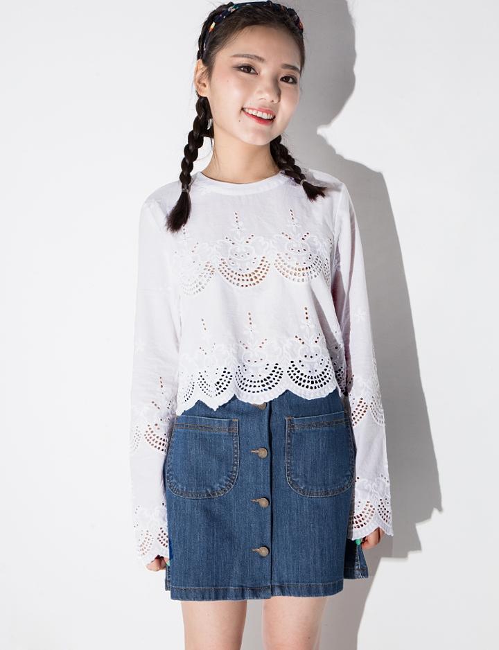 Pixie Market White Scalloped Crochet Top