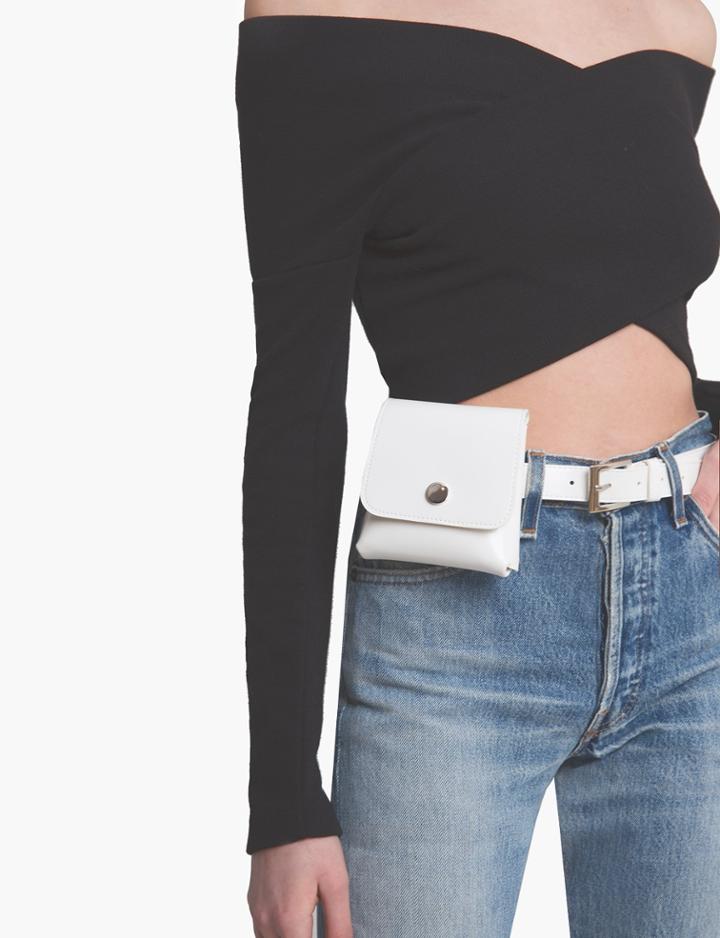 Pixie Market White Snap Pouch Belt