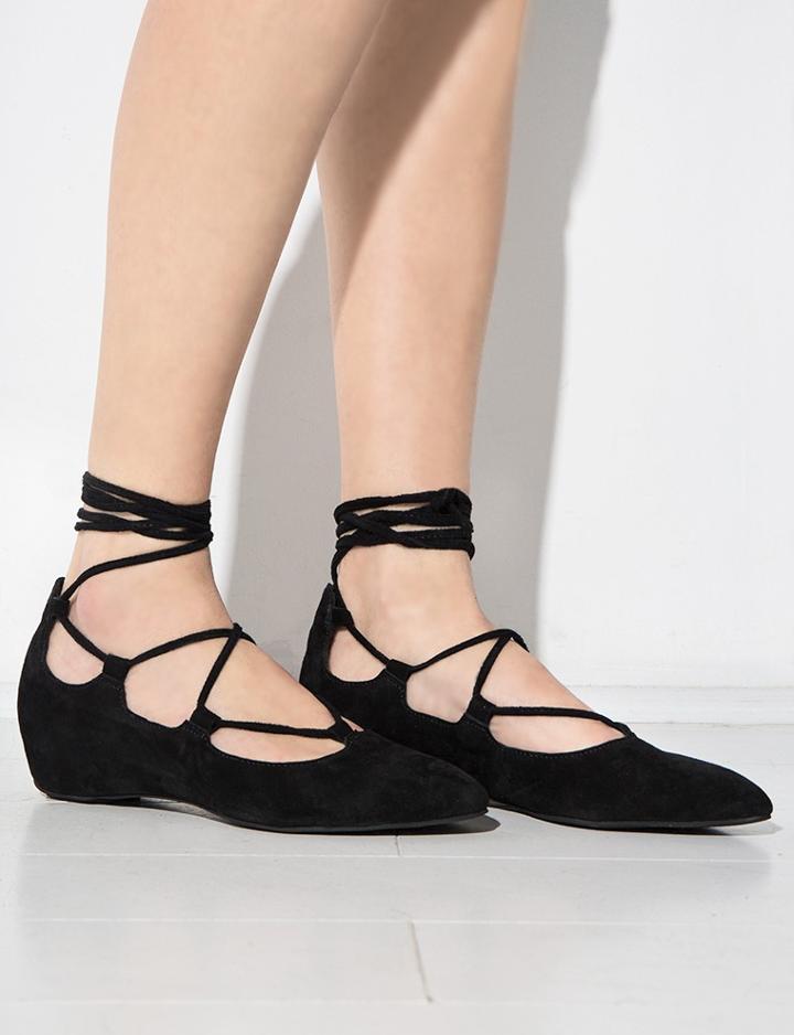 Pixie Market Jeffrey Campbell Atsuko Suede Lace Up Flats
