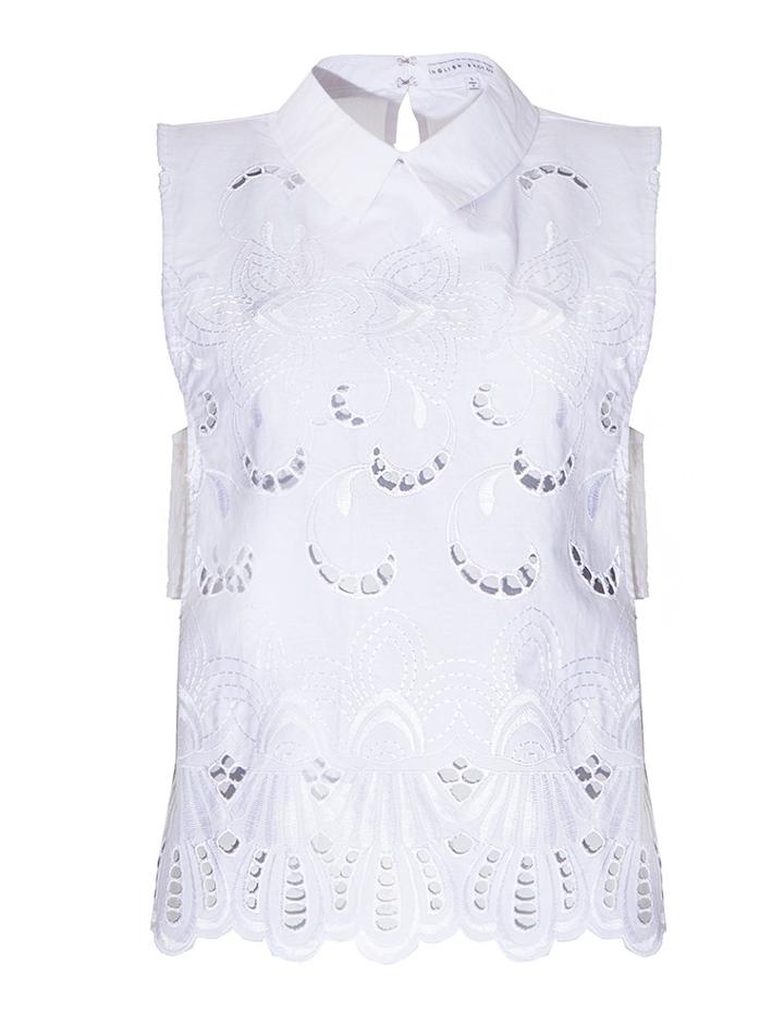 Pixie Market Risa White Embroidered Shirt