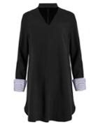 Pixie Market Black Choker Stripe Cuff Shirt Dress