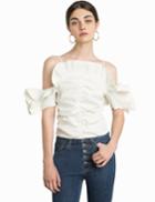 Pixie Market Brie Linen Ruffled Strappy Top