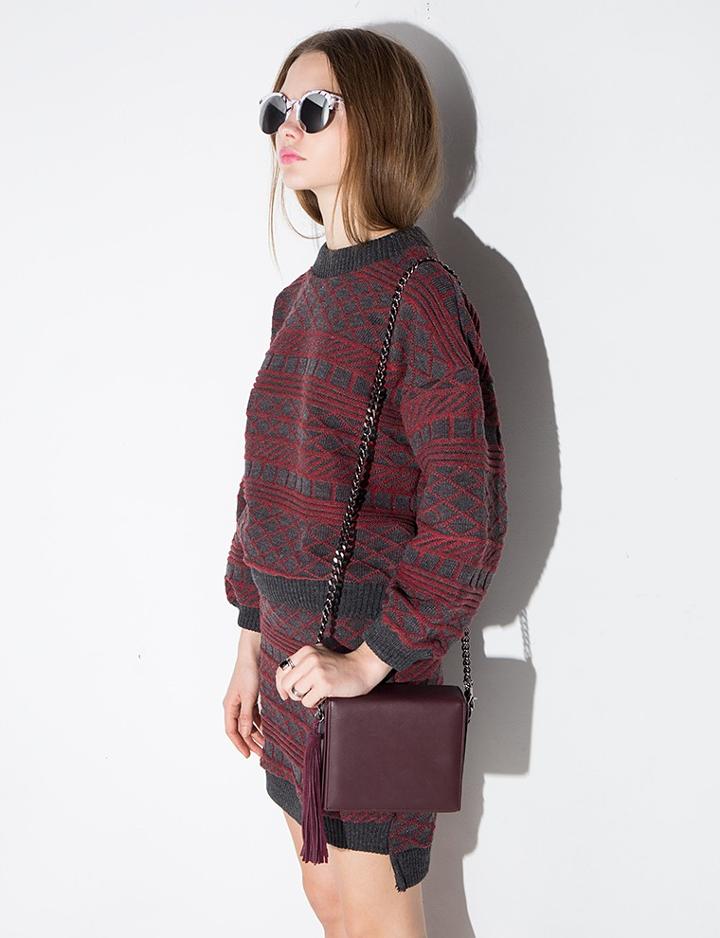 Pixie Market Burgundy Boxy Cross Body Bag