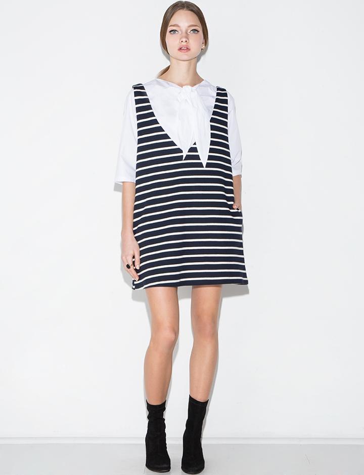 Pixie Market Stripe Two Piece Bow Tie Dress