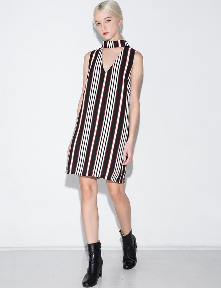 Pixie Market Stripe Choker Collar Dress