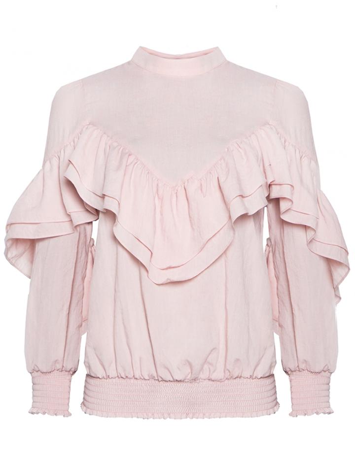 Pixie Market Ruffled Light Peach Blouse