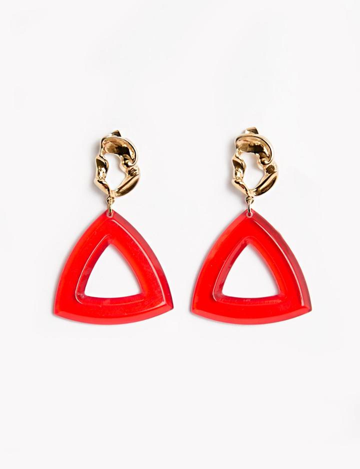 Pixie Market Gold Nugget Red Chandelier Earrings