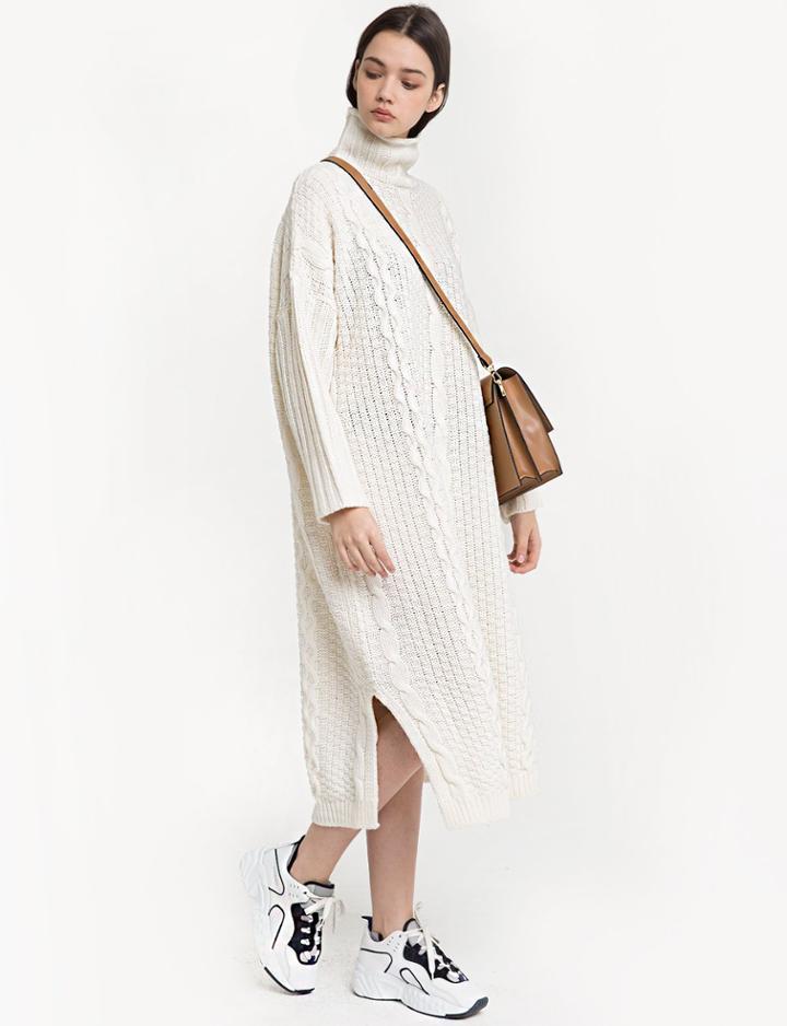 Pixie Market Ivory Cable Knit Oversize Sweater Dress