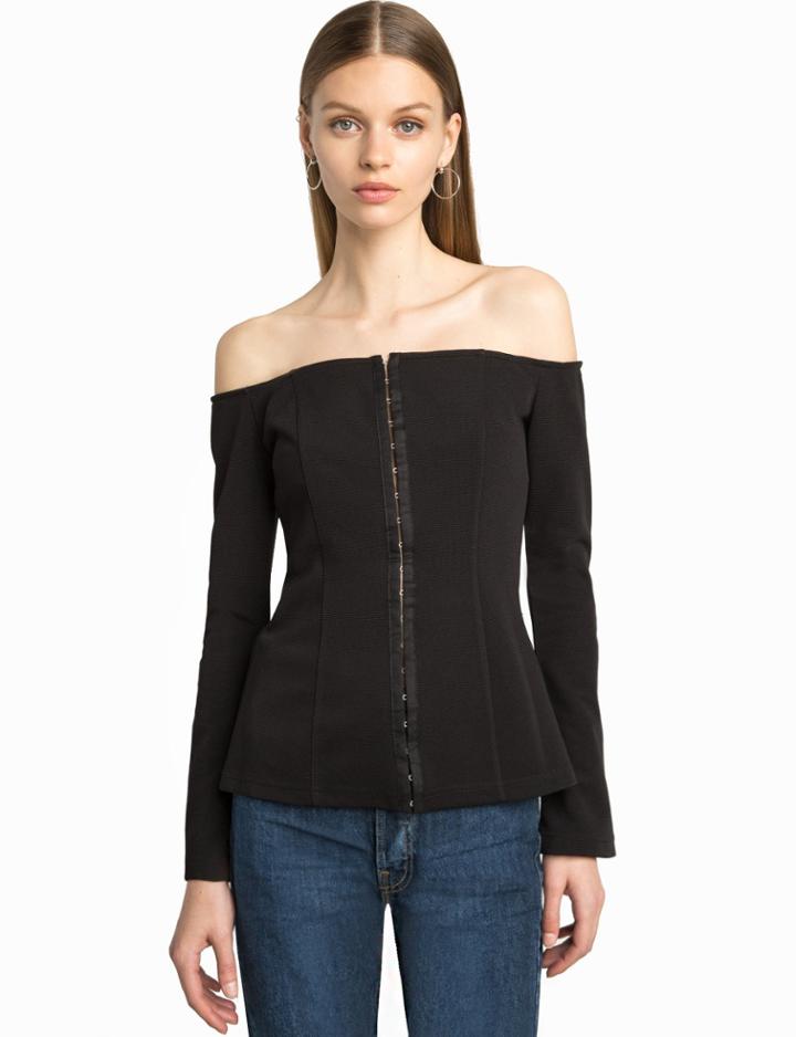 Pixie Market Black Corset Off The Shoulder Top