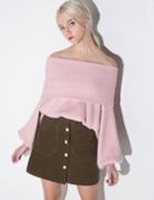 Pixie Market Dusty Pale Pink Off The Shoulder Sweater