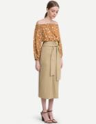 Pixie Market Tan Wrap Belted Midi Skirt