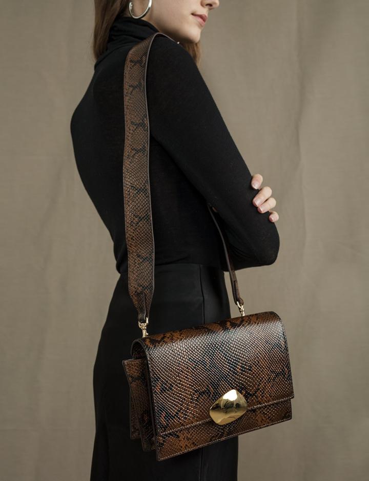 Pixie Market Brown Python Shoulder Bag