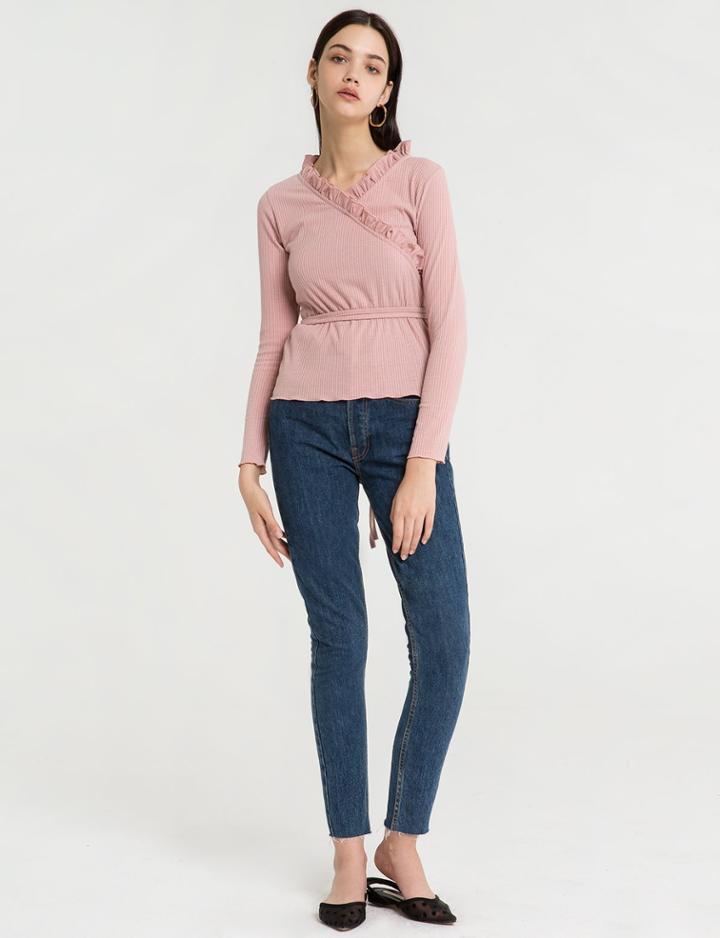 Pixie Market Pia Pink Ruffled Wrap Tie Top
