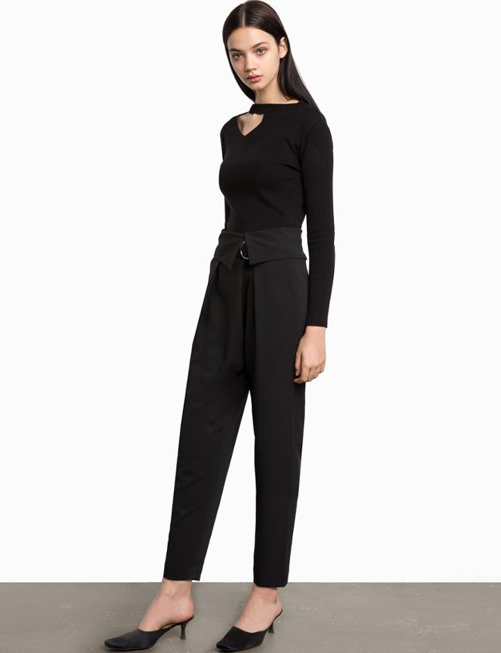 Pixie Market Martin Folded Waist Belted Pants